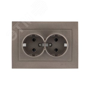 Валенсия лицевая панель розетки 2-местной с/з 16А графит с защ. штор.