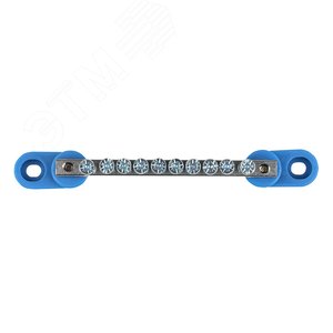 Шина 0 N (6x9мм) 10 отв. цинк 2 синих угловых изолятора 2