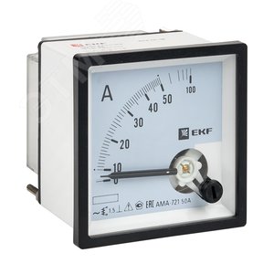 Амперметр аналоговый на панель 72х72 квадратный вырез 50А прямое подключение PROxima AM-A721