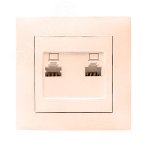 Валенсия розетка компьютерная RJ-45 2-местная кремовая - EKF