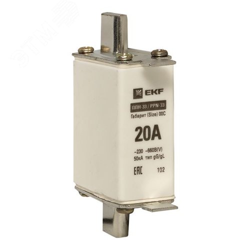 Вставка плавкая ППН-33 100/20А габарит 00С - EKF