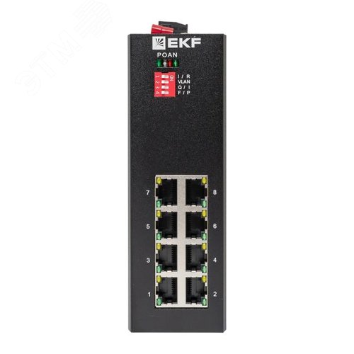 Коммутатор промышленный неуправляемый U-8GTP, 8 портов 10/100/1000Base-T(X) RJ45 c PoE, монтаж на динрейку TSX EKF - фото 3