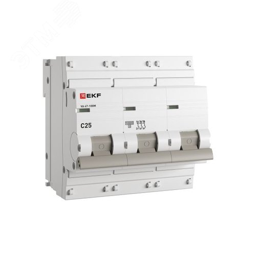 Авт. выкл. 3P 25А (C) 10кА ВА 47-100M без тепл. расцепит. PROxima | mcb47100m-3-25C-pro | EKF - EKF