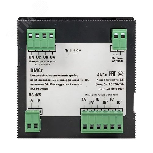 Прибор цифровой измерительный комбинированный DMC-r с интерфейсом RS-485 на панель 96x96 (квадратный вырез) PROxima - фото 4