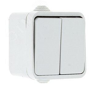Прага Выключатель двухклавишный 10А IP44 белый - EKF