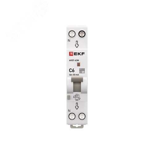 Выключатель автоматический дифференциального тока АВДТ-63М 1P+N (18 м) 6А 30мА характеристика C тип АС электронный 6кА PROXIMA 4