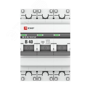 Выключатель автоматический трехполюсный 40А B ВА 47-63 6кА PROxima (mcb4763-6-3-40B-pro) 2