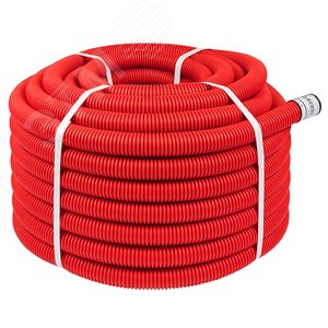Труба гофрированная двустенная ПНД d 40 с зондом (50 м) красная,