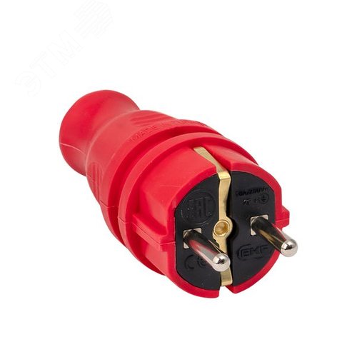 Вилка красная каучуковая прямая 230В 2P+PE 16A IP44 PRO - EKF