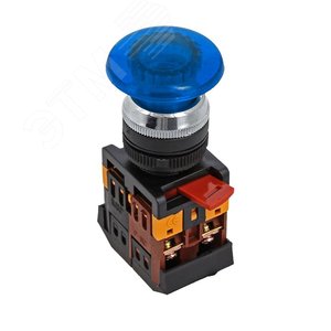 Кнопка AELA-22 ‘Грибок‘ синяя подсветка NO+NC 24В PROxima (pbn-aela-1b-24)
