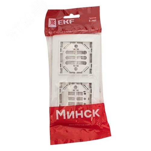 Рамка Минск 2-местная горизонтальная белая - фото 2