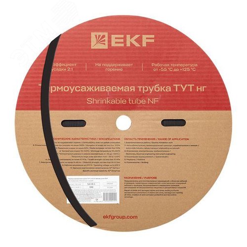 Трубка термоусаживаемая ТУТ нг 8/4 черная рулон PROxima - EKF