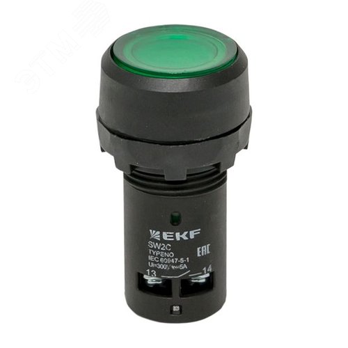 Кнопка зеленая SW2C-10D с подсветкой неон NO IP54 - фото 2