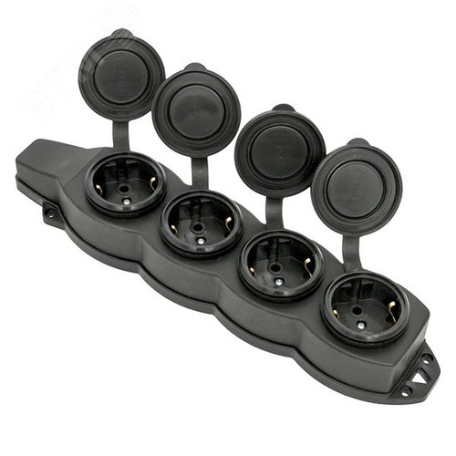 Розетка четырехместная с защит. крышками каучуковая 230В 2P+PE 16A IP44 PROxima - фото 2