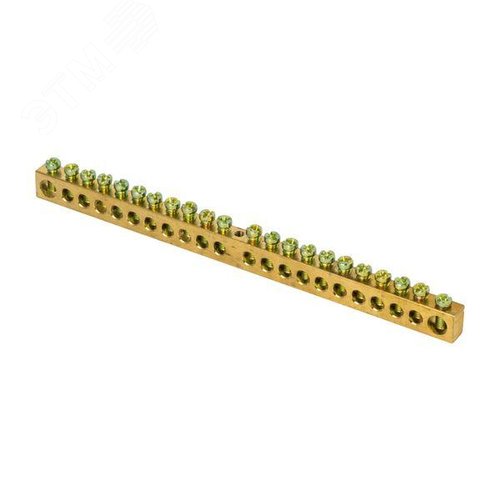 Шина PEN ноль-земля 8х12мм 22 отверстия латунь крепеж по центру PROxima