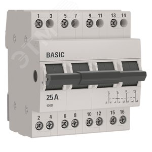 Переключатель трехпозиционный 4P 25А Basic (tps-4-25)