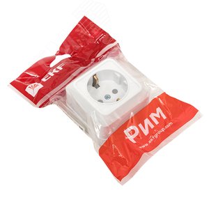 Рим Розетка 16А с заземлением белая с защитными шторками (ENR16-028-100) 3