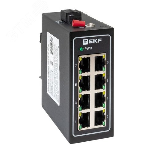 Коммутатор промышленный неуправляемый U-8T, 8 портов 10/100Base-T(X) RJ45, монтаж на динрейку TSX EKF - EKF