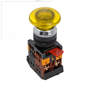 Кнопка AELA-22 ‘Грибок‘ желтая с подсветкой NO+NC 24В PROxima (pbn-aela-1o-24)