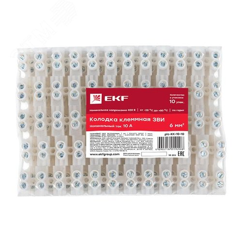 Колодка клеммная полиэтилен 1,5-6(10) мм2 10А 12 секций EKF - фото 3