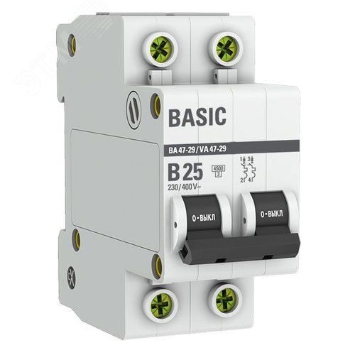 Выключатель автоматический 2P 25А (B) 4,5кА ВА 47-29 Basic - EKF