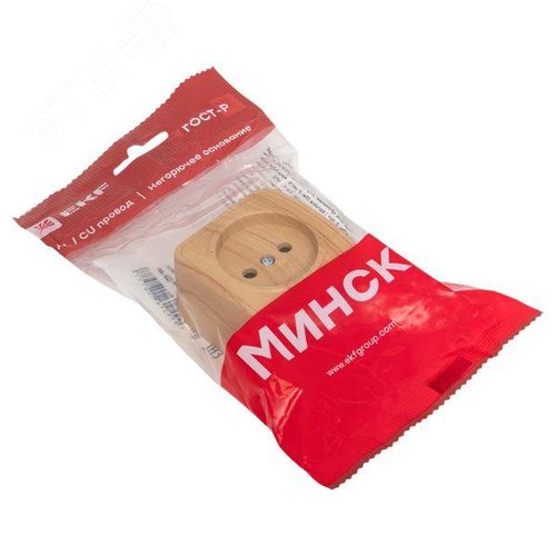 Розетка 1-местная ОП Минск 10А без заземления светлое дерево 7