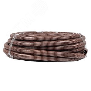 Труба гофрированная ПВХ с зондом под темное дерево d25мм (25м) Plast PROxima