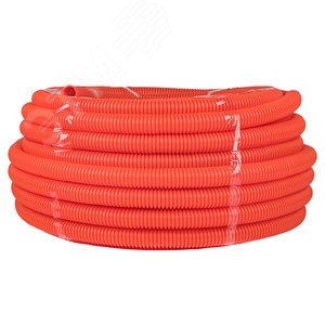 Труба гофрированная ПНД с зондом оранжевая d32мм(50м) Plast PROxima
