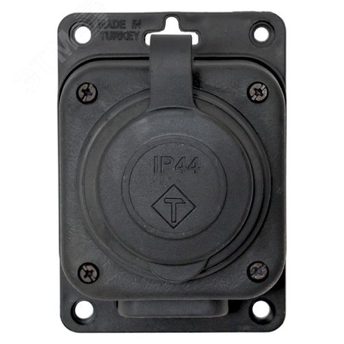 Роз. одномест. с защит. крышкой каучуковая 230В 2P+PE 16A IP44 DIY - фото 3