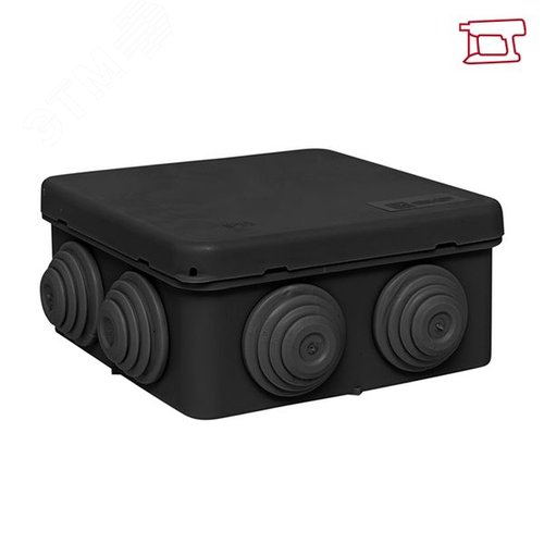Коробка распределительная КМР-030-031 с крышкой 85x85x40) для прямого монтажа 8 мембр. вводов чёрная IP55 розн. стикер EKF 2
