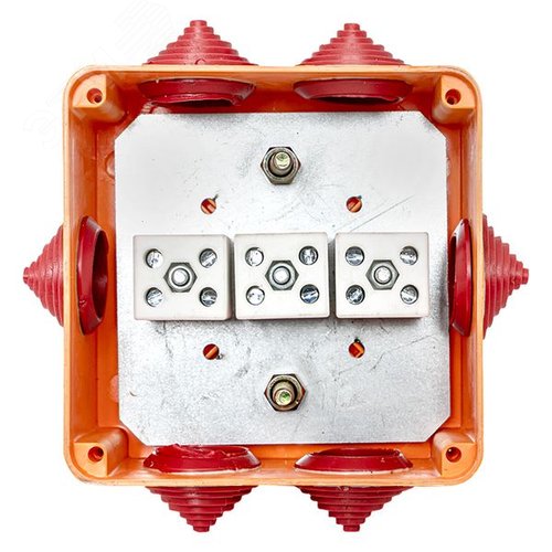 Коробка огнестойкая 100х100х50мм IP55, 3 двойных клеммника 1,5-2,5 мм2 | plc-kmrf-100-6-02 | EKF - фото 2