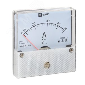 Амперметр аналоговый на панель 80х80 круглый вырез 50А прямое подключение AM-A801