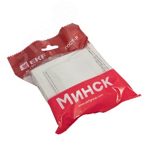 Розетка Минск 1-местная СП с заземлением и крышкой 16А белая защитные шторки 3