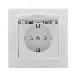Розетка Минск 1-местная СП с заземлением и крышкой 16А белая защитные шторки