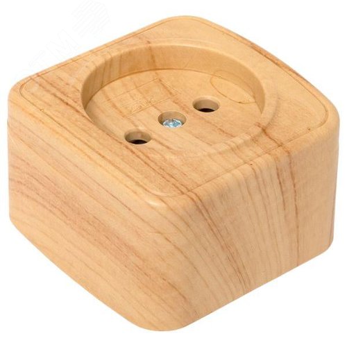 Розетка 1-местная ОП Минск 10А без заземления светлое дерево 6