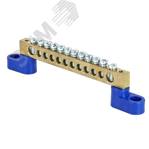 Шина нулевая 63.12 (2 изолятора стойка) латунь 2