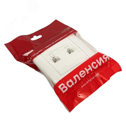 Валенсия розетка RJ-45+RJ11 2-местная белая - фото 2