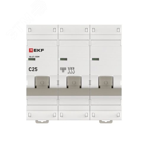 Авт. выкл. 3P 25А (C) 10кА ВА 47-100M без тепл. расцепит. PROxima | mcb47100m-3-25C-pro | EKF - фото 4