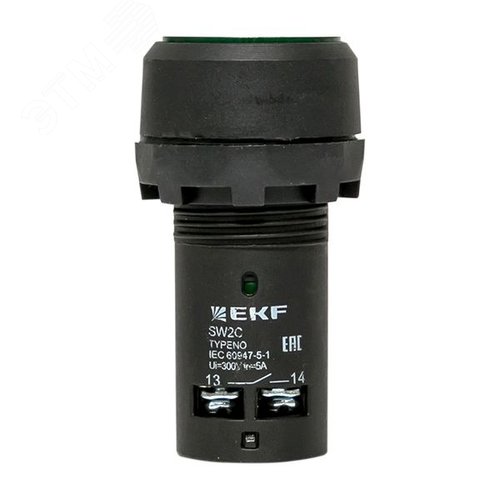 Кнопка зеленая SW2C-10D с подсветкой неон NO IP54 - фото 3