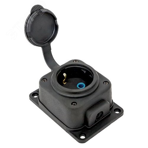 Роз. одномест. с защит. крышкой каучуковая 230В 2P+PE 16A IP44 DIY - фото 2