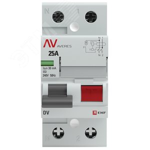 Устройство защитного отключения DV 2P 25А/30мА (AC) AVERES 2