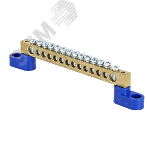 Шина нулевая 63.14 2 изолятора стойка  латунь 2