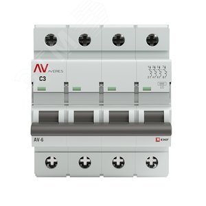 Выключатель автоматический AV-6 4P 3A (C) 6kA AVERES 2