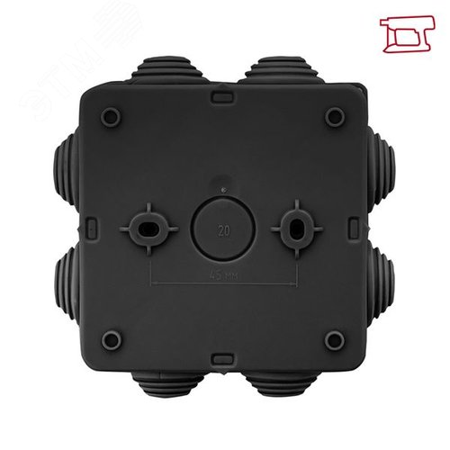 Коробка распределительная КМР-030-031 с крышкой 85x85x40) для прямого монтажа 8 мембр. вводов чёрная IP55 розн. стикер EKF 3