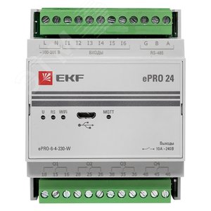 Модуль базовый ePRO удаленного управления 6вх4вых 230В WiFi EKF PROxima (ePRO-6-4-230-W) - фото 2