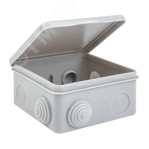 Коробка распределительная КМР-030-014 с крышкой (100х100х50) для прямого монтажа, 10 мембр. вводов серая IP55 розн. стикер EKF 3