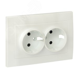 Валенсия лицевая панель розетки 2-местной с/з 16А жемчуг с защ. штор.