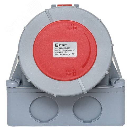 Розетка стационарная наружная 1452 3Р+РЕ+N 125А 380В IP67 PROxima - фото 2