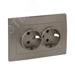 Валенсия лицевая панель розетки 2-местной с/з 16А кашемир с защ. штор. 2