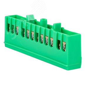 Шина 0 PE (6х9мм) 12 отверстий латунь зеленый изолированный корпус на DIN-рейку PROxima